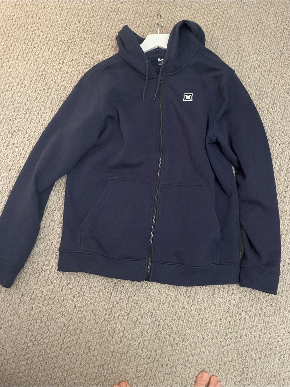 Hurley Dark Navy Full-Zip Hoodie with Logo Patch